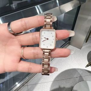 Nuevo reloj cuadrado pequeño con cara de diamante movimiento de cuarzo Un estilo de mujer discreto y lujoso Material de aleación Tamaño 26 mm Correa de piel de vaca