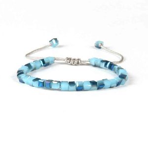 New Dign Fashion Summer Jewelry Wholele Mix Colors 6mm Jade Square Beads Macrame Cheap Tressage Bracelets