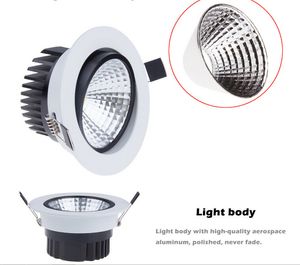 Dimmable encastré led downlight cob 6W 9W 12W 15W dimmable LED spot plafonnier led panneau lumineux AC 110V 220V projecteurs