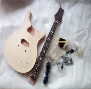 Nuevo DIY 1 Set inacabado de guitarra Cuello y cuerpo Kit de guitarra eléctrica Parte de bricolaje All Hardwares Rosewood Inlay4316377
