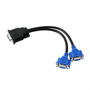 Livraison gratuite nouveau DMS-59 DMS59 59 broches DVI mâle à 2 ports VGA femelle séparateur vidéo en Y câble court 1 PC à 2 moniteurs