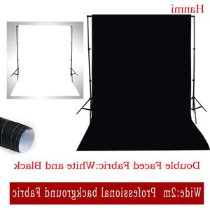 Freeshipping Nueva tela de doble cara Blanco, Negro Ancho 2M Foto Iluminación Estudio Algodón Chromakey Pantalla Muselina Fondo Tela Backdro Vevf