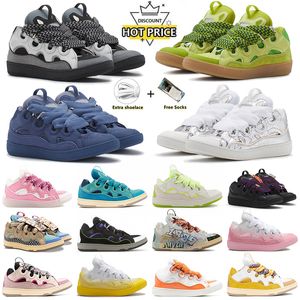 Nouvelles chaussures habillées Lavines Curb Sneakers en cuir Designer Womens Polylectile Mahogany Pink Ivory Yellow Swace Sneakers Mentes Trainers Extérieur taille 35-46
