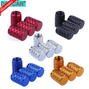 Nouveau DSYCAR 4 Pcs Argent Voiture Pneu Valve Tiges Cap Moletage Style Pneu Valve Cap Aluminium Pneu Roue Tige Air Valve Cap pour US Schrader