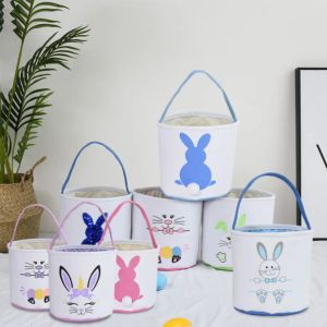 Nouveau panier de pâques décorations d'oeufs faveur de fête panier de rangement de lapin seau à main en gros CC