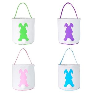 Nuevo Easter Bunny Ears Basket Bag Mix Color lona cesta de pascua orejas de conejo bolsas para niños regalo cubo Cartoon Rabbit carring huevos Bolsa WCW830