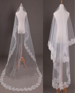 Nouveau élégant 1 couche blanc mariage voiles de mariée dentelle bord accessoires de mariage 15235 mètres longueur mariage Veils6952313