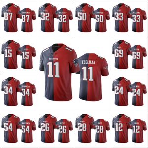 New England''Patriots''Men 11 Julian Edelman 15 N'Keal Harry 12 Tom Brady Mujeres personalizadas Juventud Azul marino Rojo Jersey limitado en dos tonos