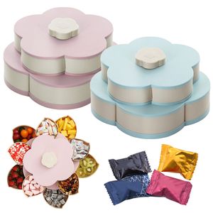 Nouveau Enjoy Life-Bloom Snack Box Flower Design Candy Food Snack Plateaux Pétale Fleur Rotation Boîte Bonbons Fruits Secs Xmas Party Case LJ200812