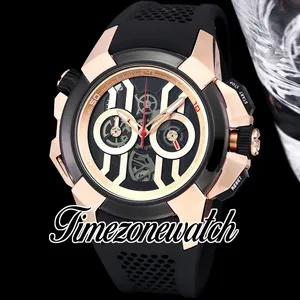 Nouveau EPIC X CHRONO EC311.42.PD.BN.A Montre chronographe à quartz pour homme Squelette Cadran noir Boîtier en or rose bicolore Bracelet en caoutchouc Chronomètre Montres Timezonewatch DHTM A04D4