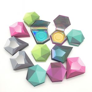 Nueva caja de embalaje de pestañas, pestañas de visón 3D, etiqueta privada, estuche de pestañas hexagonales, cajas de pestañas únicas con bandeja