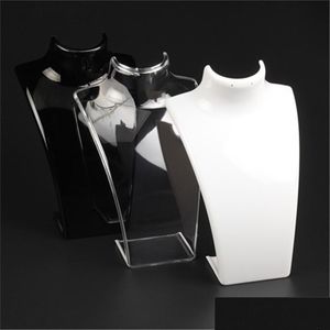 New Fashion Acrylic Jewelry Display 20x13.5x7.3Cm Pendant Necklaces Model Stand Holder White Clear Black Color Es3Uc Yzziw Rxxym Lytfe Dpxah