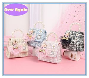 Nouveau sac de mode Tapés princesse pour enfants pour bébés filles Cartoon Crossbody Perle Wallets Handsbag Toddlers Mini Bag à épaule argent ARYB193