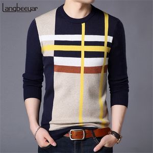 Suéter de marca de moda para hombre pulóver o-cuello Slim Fit puentes de punto de lana de invierno estilo coreano ropa informal para hombre 201221