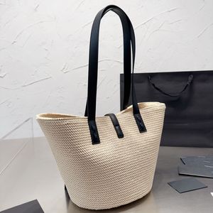 Totes de compras de paja Bolsos de hombro de viaje de playa de verano Bolsos de estilo tejido Mujeres Calle Estilo natural Fibra vegetal Gran capacidad Diseñador de lujo Marca 2351