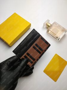 Marque de luxe F créateur de mode femmes nouveaux porte-cartes caviar femme mini portefeuille couleur pure cuir véritable texture caillou noir rouge jaune marron portefeuille avec boîte