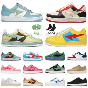 Nueva moda zapatos casuales negro blanco oso rojo zapatos de plataforma pasta azul nostálgico azul amarillo para hombre zapatillas de deporte para mujer zapatos planos abc camo blanco verde beige gamuza capitán