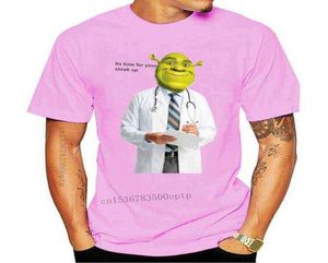 Nueva moda Cool hombres camiseta mujer divertida camiseta Shrek Check Up Meme estampado personalizado camiseta 013073 G12248798080
