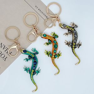 Nuova moda creativa carino strass lucertola portachiavi ciondolo animale lega portachiavi ciondolo uomo donna gioielli portachiavi accessori regalo