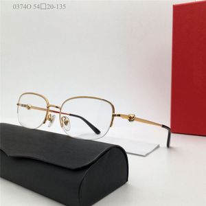 Nouveau design de mode lunettes optiques ovales 0374O demi-monture en métal facile à porter hommes et femmes lunettes simple style populaire lentilles claires lunettes de qualité supérieure