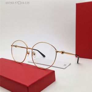 Nuevo diseño de moda, gafas ópticas redondas 0375O, montura de metal, fáciles de usar, gafas para hombres y mujeres, lentes transparentes de estilo popular simple