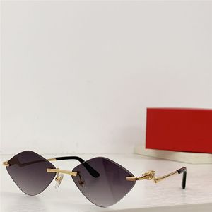 Nuevo diseño de moda gafas de sol 0122O lentes sin montura en forma de rombo patillas de metal animal estilo simple y popular gafas de protección UV400 para exteriores