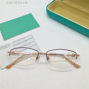 Nouveau design de mode femmes lunettes optiques 2126 forme carrée demi-monture en métal style simple et élégant lentilles claires lunettes de qualité supérieure