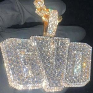 Nouveau mode plaqué or complet Bling CZ pierre glace sur nom personnalisé lettres pendentif collier avec 3mm 24 pouces chaîne de corde Nice Jewe270w