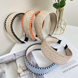 Nuevos accesorios para el cabello a la moda para mujer, diadema trenzada de lado ancho de 5CM, diadema con ribetes, diadema de verano y otoño