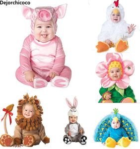 Nouvelle mode Halloween barboteuses mignon Animal Cosplay garçons combinaisons rose cochon filles forme bébé Costumes nourrissons vêtements Q1905185779592