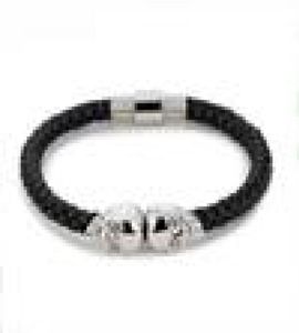 Nouvelle mode Bracelet Punk Bracelet Multicolor Skull Charm Bracelet Black Leather Handle œup For Men Boys4034693