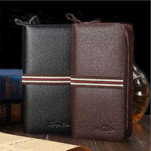 New Fashion PU Leather Men Wallets Cross Pattern High Capacity Wallet Double Zipper Man Phone Handbag Coin Purse Card Holder
