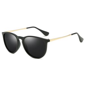 Mode femmes lunettes de soleil rondes Designer hommes lunettes de soleil noir mat cadre extérieur UV400 lunettes de haute qualité avec étui
