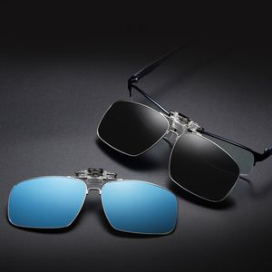 Clip classique sur lunettes de soleil polarisées Hommes Femmes Flip Up Designer Eyewear Top Metal Frame Night Vision Driving Shades Qualité pour lunettes de prescription