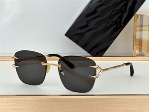 Nuevas gafas de sol de forma cuadrada de moda 022 lentes sin montura con montura de metal diseño destacado patillas con dientes de tigre estilo simple gafas de protección uv400 para exteriores de alta gama