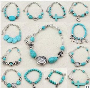 Brins de perles Mode Turquoise Bracelets éléphant Cross Stretch Bracelet Bracelet Bracelet