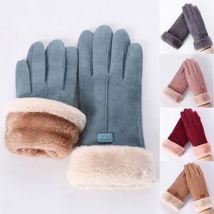 New Fashion Women Gloves Autumn Winter Cute Furry Warm Mitts Full Finger Mittens Women Outdoor Sport Female touch Screen glove