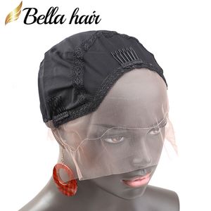 Wig Caps voor het maken van menselijke haar kanten pruiken met verstelbare riem en kammen ademende zachte huiddop m/s/l bella haar