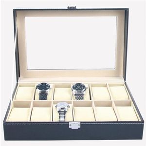 Boîte de montre en Faux cuir, présentoir organisateur 12 fentes, boîte de rangement de bijoux sans montre 286T
