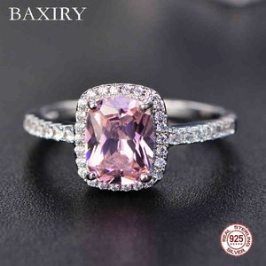 Nuevos anillos de plata de ley 925 de rubí Natural fino, anillo de cuarzo rosa de plata con piedras preciosas de compromiso para joyería de mujer