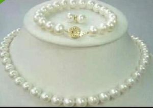 Nouveaux bijoux en perles fines acheter des bijoux en perles naturelles 89mm Akoya collier de perles blanches 18 pouces Bracelet 75 pouces boucle d'oreille set5635569