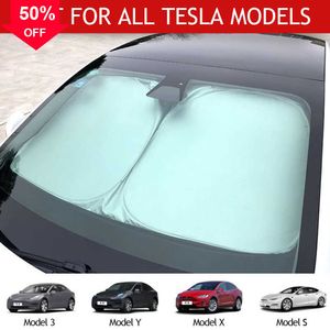 Nuevo para Tesla Model 3 Y X S, parabrisas delantero de Coche, protector solar para ventana, visera, parasol, bloques, protección contra rayos UV, Parasol para Coche