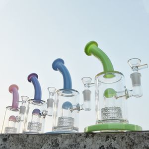 Filtre à roue Tube courbé Bongs en verre Splash Guard Dome Perc Recycler Conduite d'eau de 8 pouces Heady Brûleur à mazout Rigs Birdcage Bowl Dab Rig Pyrex