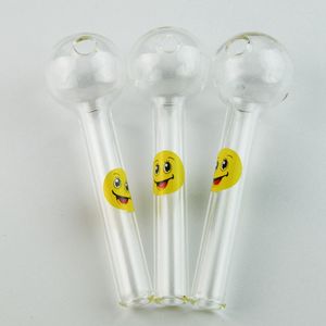 Vente chaude sourire Logo verre brûleur à mazout tuyaux Pyrex brûleur à mazout verre cuillère tuyaux main tuyau tabac tuyaux pour fumer accessoires SW15