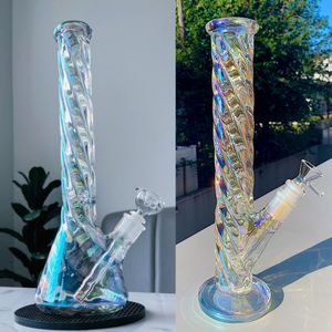 Bongs à glace en verre brillent dans le bécher noir Tall Pipe à eau Hookahs Downstem Perc Dab Rigs Tube de barboteur coloré