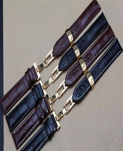Nuevo Gold Butterfly Despliegue Bloque Banda de reloj 18 mm de 19 mm 20 mm 21 mm 22 mm Genuine Leather Watch Men Straps Bracelets Promotion34284134757