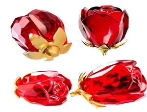 Nouveau magnifique cristal rose fleur 12quot longue tige en verre rouge artisanat fleur bourgeon amour pour toujours Saint Valentin cadeau romantique Weddi5564309