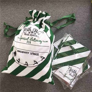 Stripe Green Santa Sans sacs peut mélanger les couleurs Sacs à papa Grande Décapation de Noël