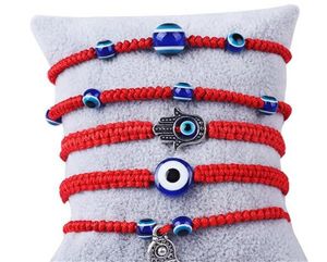 Nuevo pulsera tejido a mano Lucky Kabbalah Red String Thread Hamsa Bracelets Blue Turquía Evil Eye Charm Jewelry Fatima Friendship Pulsera