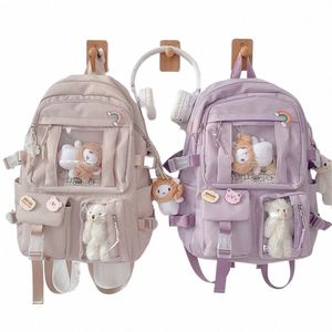 Grande capacité Nyl Cartable de grande capacité de la nouvelle fille Harajuku Ins Japonais Junior High School Students Sac à dos Femmes coréennes Sac d'ordinateur N5hu #